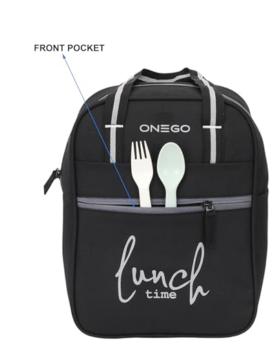 Image of Durable & Lightweight Lunch Bag | Trendy Water-Resistant Tiffin Bag & Meal Holder for Office, School, Travel & Picnic, Stylish, Insulated Design for Men, Women & Kids (Black)