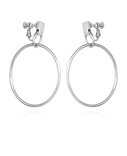 Vince Camuto Silver-Tone Clip On Dangle Hoop Earrings For Women