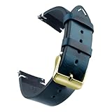 CBFMFVFROR Cinturino for Orologio In Pelle, Cinturini for Orologi A Sgancio Rapido 18mm/19mm/20mm/21mm/22mm/24m, Adatto for Samsung(Blue Gold,19mm)