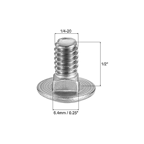 Image of uxcell 1 /4-20x1 /2 Carriage Bolt Round Head Square Neck 304 Stainless Steel 50pcs