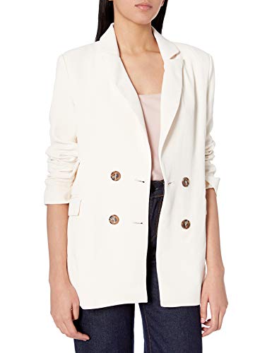 ASTR the label Women's Collared Long Sleeve Double Breasted Zodiac Blazer, Vanilla, S