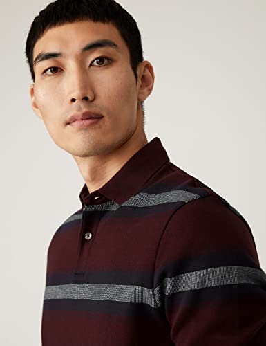 Image of Marks & Spencer Mens Striped Cotton Collared Neck Regular Fit Polo Shirt