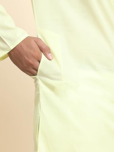 Image of Amazon Brand - Anarva Men's Cotton Solid Dress Long Kurta Regular Fit Casual