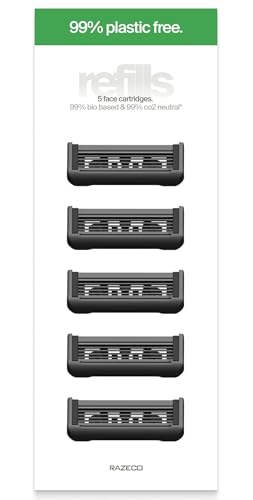 Razeco5 Plastikfreie Ersatzklingen – 5 Plastikfreie Wechselköpfe, 5 Klingen – Plastikfreies Rasieren für eine Zero-Waste-Routine (Face)