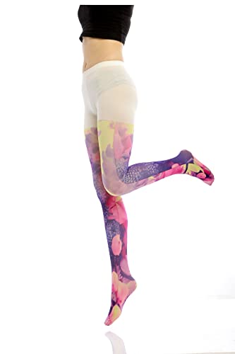 Image of Sahabowi Women Tights, Sheer High Waist Pantyhose, Vintage Control Top Stockings, Siwa opaque print1