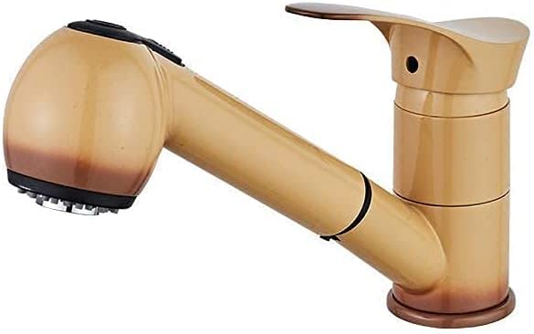 Robinet de cuisine en laiton marron avec douchette extractible au fini élégant