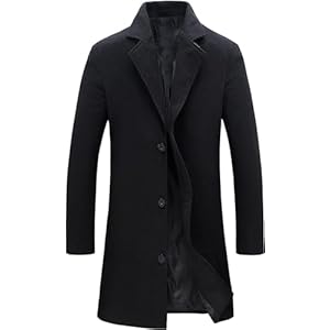 Springrain – Chaquetón estilo marinero de mezcla de lana para hombre, cuello de solapa de muesca, abrigo de una sola hilera de botones, gabardina de invierno cálida