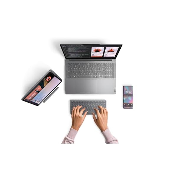 Lenovo Multi-Device Wireless Bluetooth Keyboard, Connect Up to 3 Devices Simultaneously, Compatible with iOS, Android, Windows, Slim Profile, Rechargeable, 60-Hour Battery Life, Iron Grey - Image 6