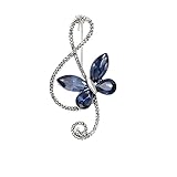 Butterfly Music Note Rhinestones Brooches Lapel Pin Delicate Sparkly Crystal Musical Pins Dress Suit Shirt Scarf Jackets Hat Bag Brooch for Women Men Girls Musician Clothes Accessories Party Jewelry Gifts (Blue)