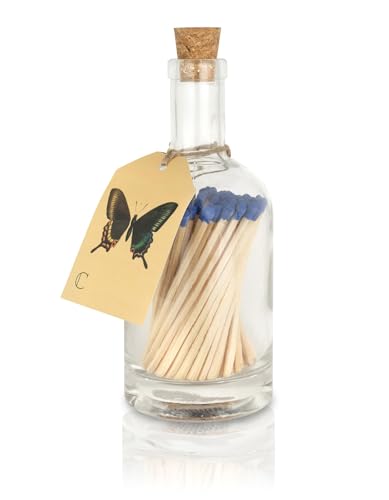 Curator Home Luxury Matches in a Bottle I Long Safety Matches I design elegante de borboleta