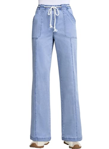 Astylish Jeans for Women Wide Leg Drawstring High Waisted Stretchy Straight Leg Jean Trendy 2025 Denim Pants4