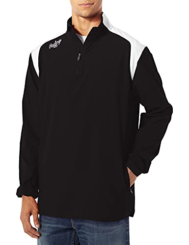 Rawlings Mens Adult Quarter Zip Long Sleeve Jacket, Black, Large