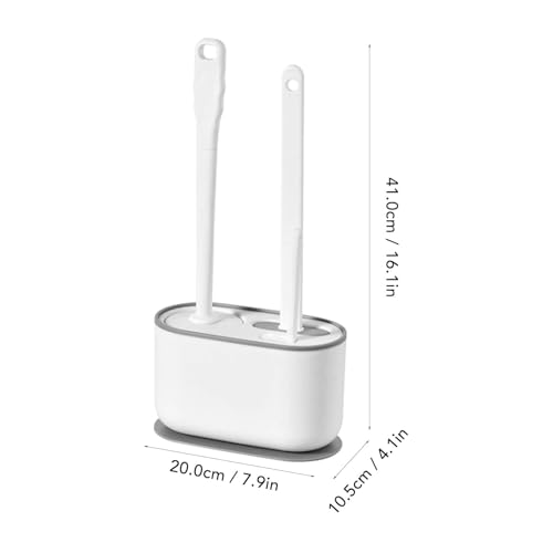 Image of Cyrank Toilet Brush, Toilet Brush with Ventilated Holder Toilet Bowl Brush Plunger Set Toilet Brush Plunger Combo for Restrooms(White)