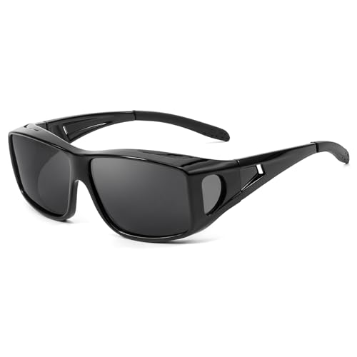 Myiaur Polarized Fit Over Glasses Sunglasses for Men Women Wear Over Glasses with UV400 Protection Wraparound for Driving