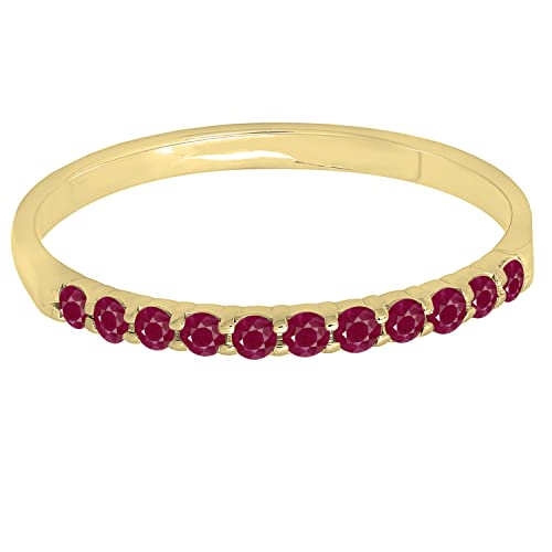 0.20 Cttw 10k Solid Gold Round Ruby Womens Anniversary Wedding Ring Stackable Band 1/5 CT2