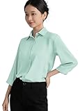 [SPRING SEAON] シャツ ブラウス レディース 七分袖 とろみワイシャツ ゆったり 大きいサイズ ノーアイロン オフィス カジュアル ファッション 通勤 日常 高通気性 ミントグリーン 3L