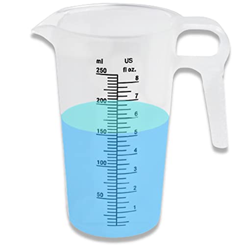 Comparison: Best Liquid Measuring Cups 6 ACCUPOUR 8oz (250 mL) Measuring Pitcher, Plastic, Multipurpose - Great for Chemicals, Oil, Pool and Lawn - Ounce (oz) and Milliliter (mL) Increments (1 cup)