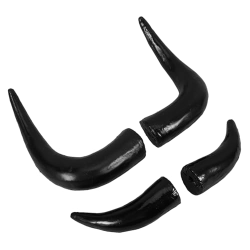 DOITOOL 2 Pares Diadema Halloween con Cuernos de Buey de Realistas Accesorio DIY Ligero y Resistente para Cosplay y Fiestas Negro