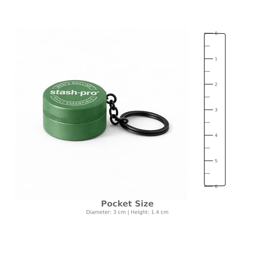 Image of Stash-Pro Mini Metal Grinder with Keychain (Green) | Pocket Size Spice & Dry Herb Crusher | 2-Piece Twist Design | 3cm Dia, 1.4cm Height