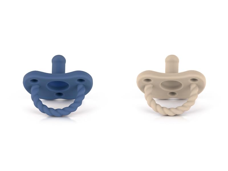 Image of Sweetie Pacifier Soother Baby Silicone Baby Pacifier Soft Silicone Certified BPA Free Set of 2 (Navy Blue- Light Brown)