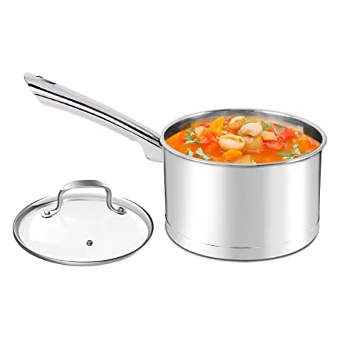 Lio SHAAR Stielkasserolle mit Deckel 18 cm 2,5 Liter Kleiner Topf Induktion, Premium 3-Lagiger Edelstahl Kochtopf Klein Töpfe für alle Herdarten, Unbeschichtet, Backofenfest & Spülmaschinenfest Cover