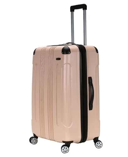 Image of Rockland London Hardside Expandable Spinner Wheel Luggage, Champagne, Checked-Large 28-Inch