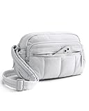 BAGSMART Anti Theft Crossbody Bags for Women Travel Purse, Medium Quilted Puffy cross body bag, Handbags Shoulder Purses, Light Gray-medium