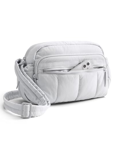 Image of BAGSMART Anti Theft Crossbody Bags for Women Travel Purse, Medium Quilted Puffy cross body bag, Handbags Shoulder Purses, Light Gray-medium