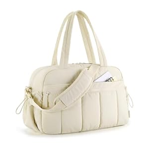BAGSMART Travel Duffel Bag, Gym Bag for Women with Wet Pocket, Carry on Weekender Bags for Women, Water Resistant Workout Bag Sports Gym, Beige