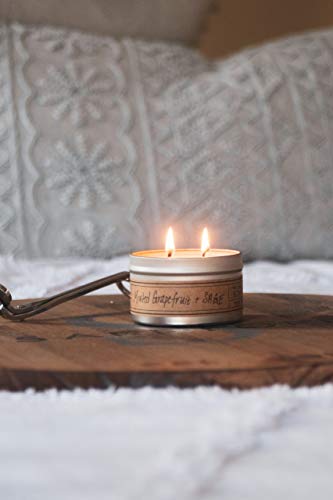 Seventh Avenue Apothecary Premium Scent 100% Soy Candle - Minted Grapefruit + Sage - 5.7 oz net wt. Travel Tin Candle - Long Lasting 35+ Hour Burn Time - Travel and Gifting - Hand Poured in The USA