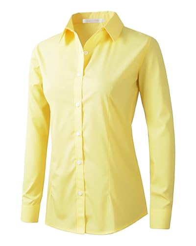 Women's Formal Work Wear Simple Shirt (225 Yellow, M)