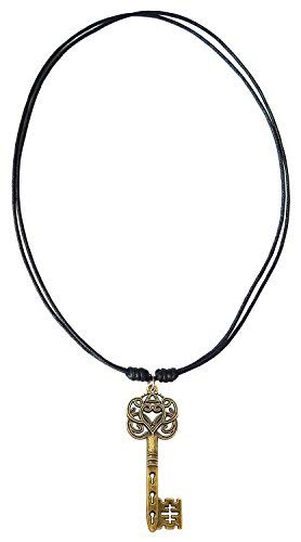 Antique Bronze Celtic Knot Skeleton Key Charm Pendant Adjustable Cord Necklace2