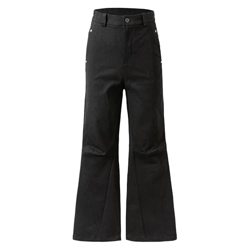 Men's Fashionable Wide Leg Pants - Black Elastic Waistband Casual Jeans for Daily Commuting and Gatherings2