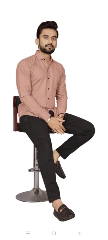 Image of Mens Solid Slim Fit Shirt | Formal Shirts | Men Office Wear | Formal Shirts for Men Office Wear Branded 102-Plain Shirt