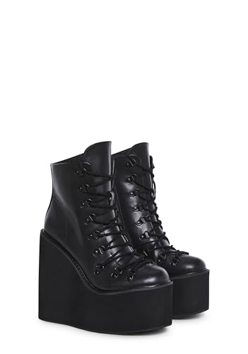 Dolls Kill Exclusive Traitor Platform Boots by Current Mood – Vegan Leather Wedge Boots for Edgy Streetwear Fashion, Black2