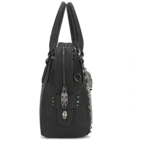 Bolso satchel con tachuelas y calavera negro miniatura 5