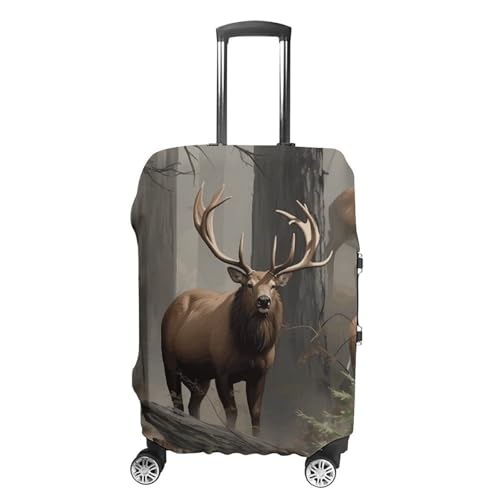 Carry on Luggage Cover Hunting Deer Bear Elk Suitcase Covers for Luggages Tsa Approved Travel Luggage Sleeve Protector Elastic Suitcase Protector Anti-Scratch Washable Fits 19-30 Inch Case -M - Main Image