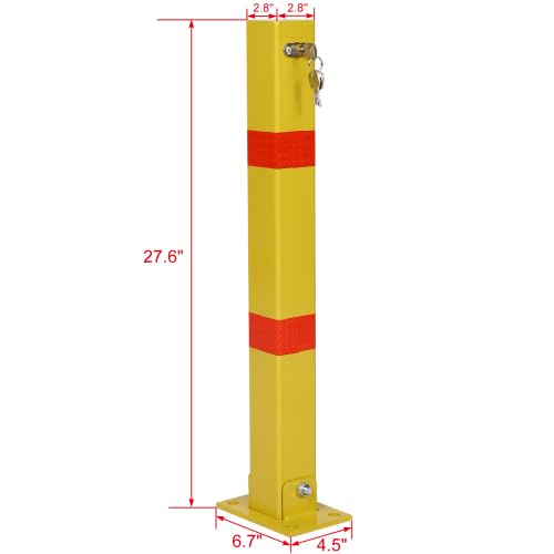 Parking Bollard Safety Bollard Pole Barrier with Lock, 27.6