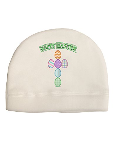TOOLOUD Happy Easter Egg Cross Faux Applique Child Fleece Beanie Cap Hat White