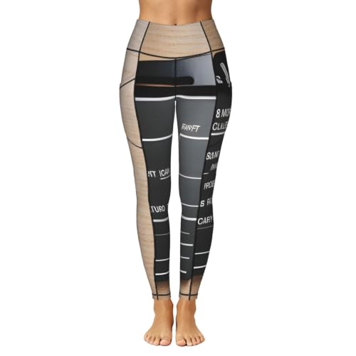 Pantalones de yoga con bolsillos y estampado de tablilla de películas 2