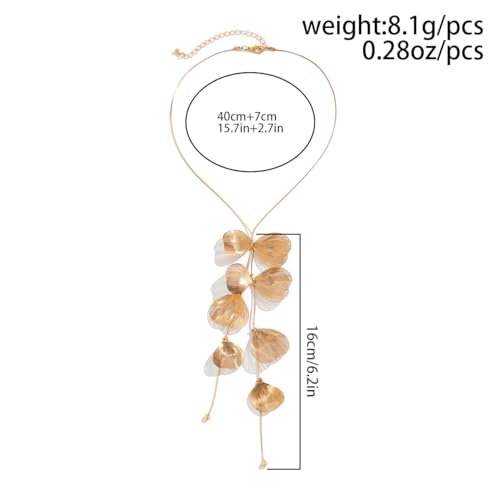 Statement Gold Leaf Choker Necklace for Women Trendy Boho Black Ginkgo Leaves Long Tassel Necklace Aesthetic Beachy Party Jewelry Accessories Gifts3