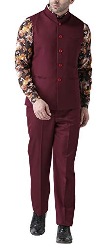 Image of hangup Men's Synthetic Notch Lapel Suit (2BasketTR Wine 40