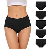 TANSTC Unterhosen Damen Unterwäsche Weich Baumwolle, 5er Pack Unterwäsche Frauen Stretch Hohe Taille Panties Damen Atmungsaktive Sexy Slip Hipster Damen Tochter Als Geschenk Erhältlich, M