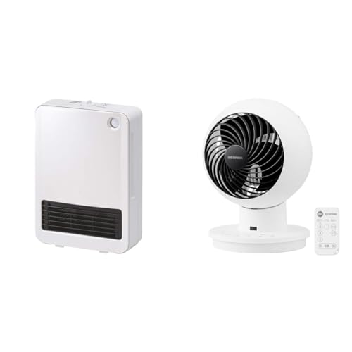 【冬物セット】ヒーター セラミックファンヒーター 人感センサー付 1200W ~8畳 幅24×高さ34×奥行11cm PCH-125D-W ホワイト + サーキュレーター アイ 静音 上下左右首振り 18畳 パワフル送風 リモコン付き PCF-SC15T