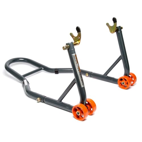 Motorcycle Paddock Stand Rear Wheel with V-Adapters Heavy Duty Grey...