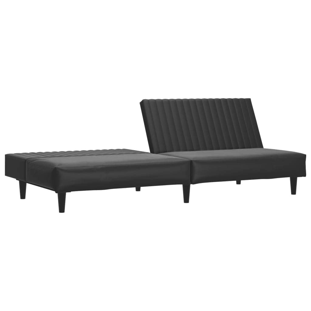Sofá cama genérico de 2 plazas, color negro, piel sintética convertible en cama doble, respaldo abatible, marco de madera resistente, revestimiento de piel sintética suave y fácil de limpiar, ideal