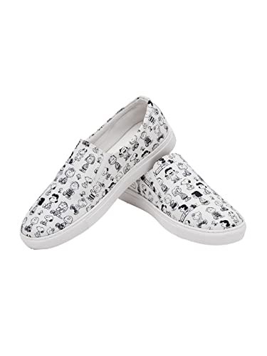 Image of The Souled Store Official Peanuts: Snoopy & Friends Mens and Boys Regular fit Graphic Printed White Men Loafers