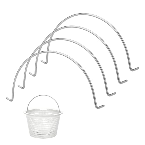 2pcs Skimmer Basket Handle Replacements Compatible with Pentair U-3 & Hayward SP1070 Accessories Sturdy Stainless Steel Metal Handles for Inground and Above Ground Pool Filter Bucket(No Basket)