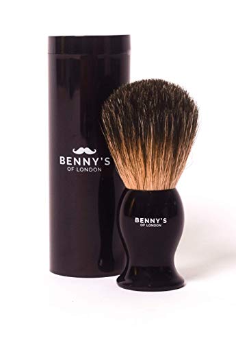 SHAVING BRUSH - with Travel Case - 100% Badger Shaving Brush - From Benny's of London with Hard Travel Case Cover
