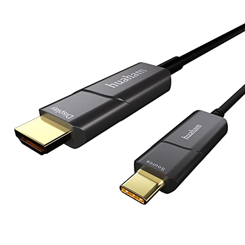 huaham Fiber Optic USB C to HDMI Cable 7.5m, Type C to HDMI 2.0 Cable 4K@60Hz, Thunderbolt 3 Compatible with MacBook Pro/Air